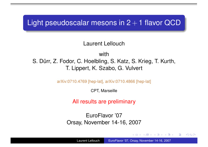 light pseudoscalar mesons in 2 1 flavor qcd