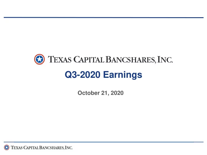 q3 2020 earnings