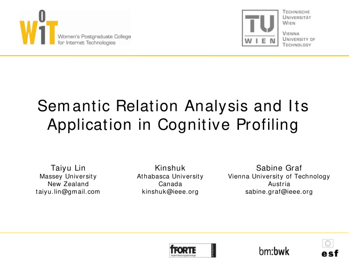 semantic relation analysis and its application in