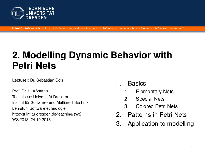 2 modelling dynamic behavior with petri nets