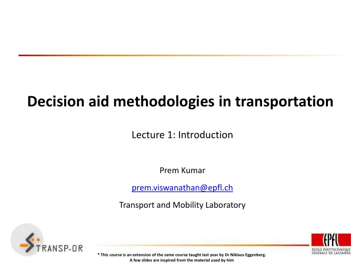 decision aid methodologies in transportation