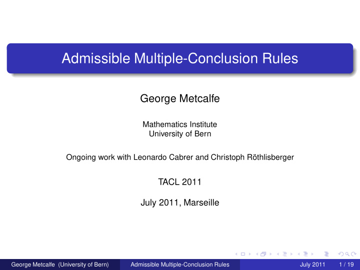 admissible multiple conclusion rules