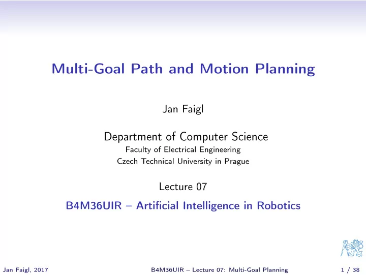 multi goal path and motion planning