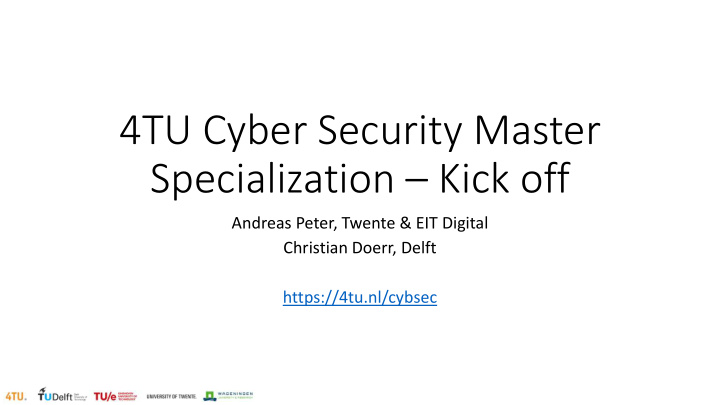 4tu cyber security master specialization kick off