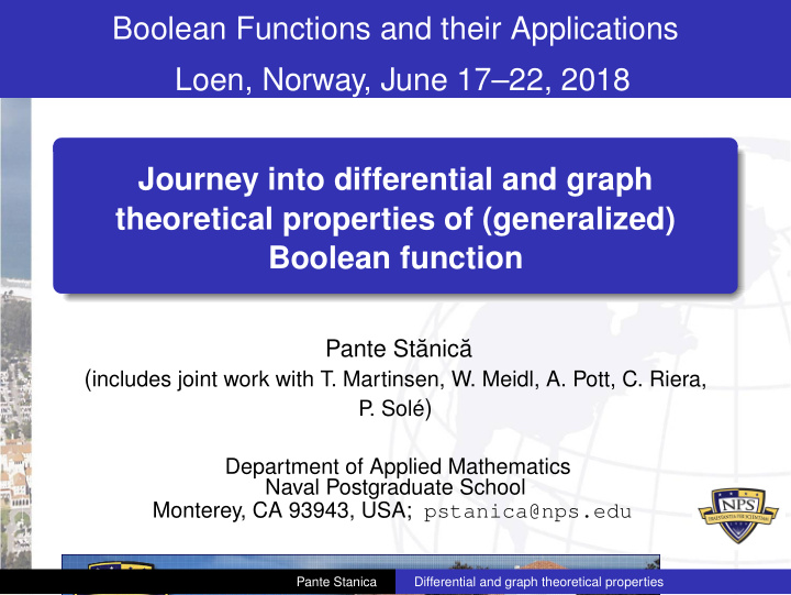 boolean functions and their applications loen norway june