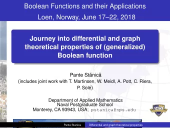 Boolean Functions and their Applications  Loen, Norway, June 1722, 2018  Journey into