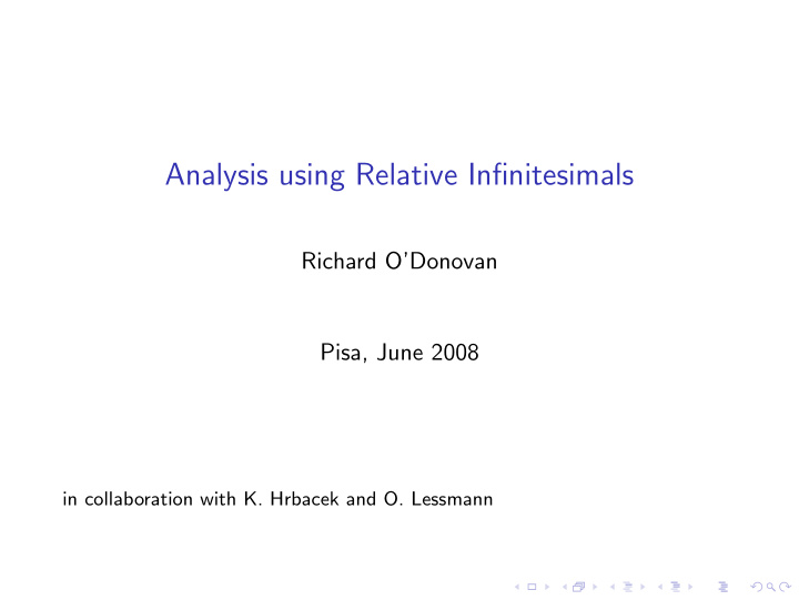 analysis using relative infinitesimals