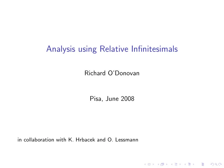 analysis using relative infinitesimals