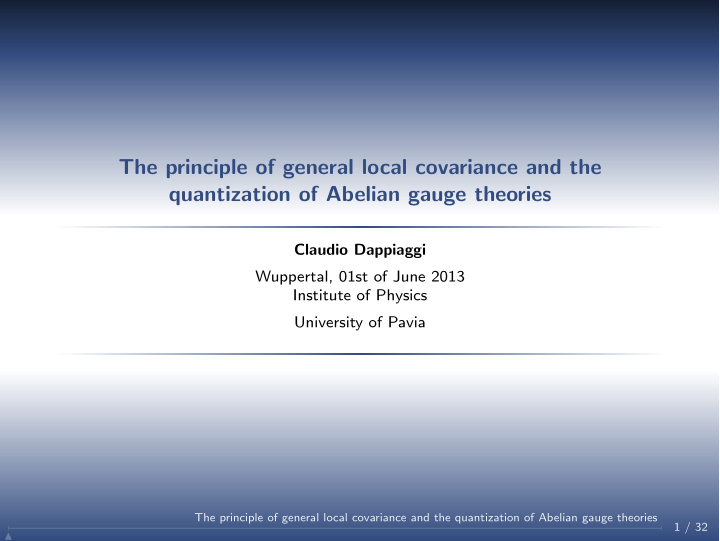 the principle of general local covariance and the