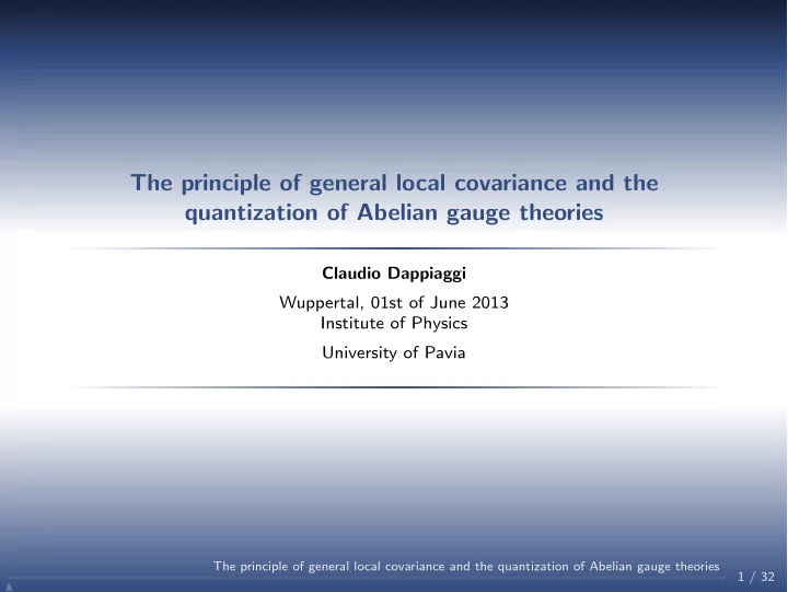 the principle of general local covariance and the