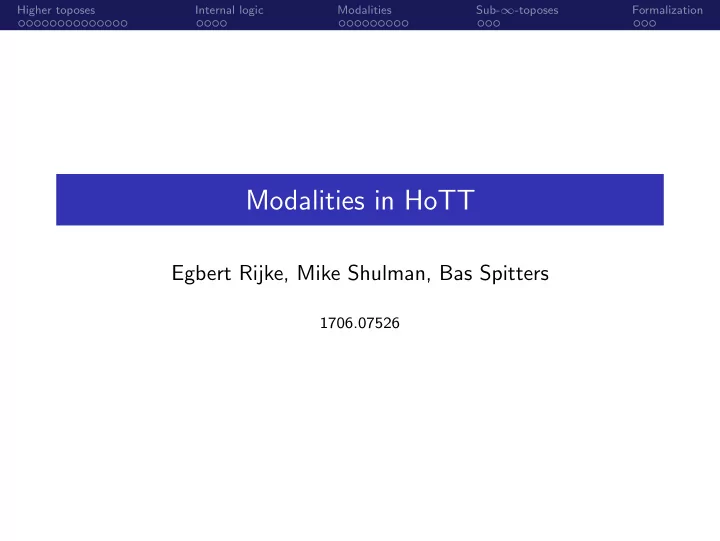 modalities in hott