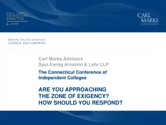 ARE YOU APPROACHING  THE ZONE OF EXIGENCY?  HOW SHOULD YOU RESPOND?  What is Financial