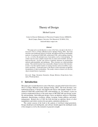 Theory of Design  Michael Leyton  Center for Discrete Mathematics &amp; Theoretical Computer