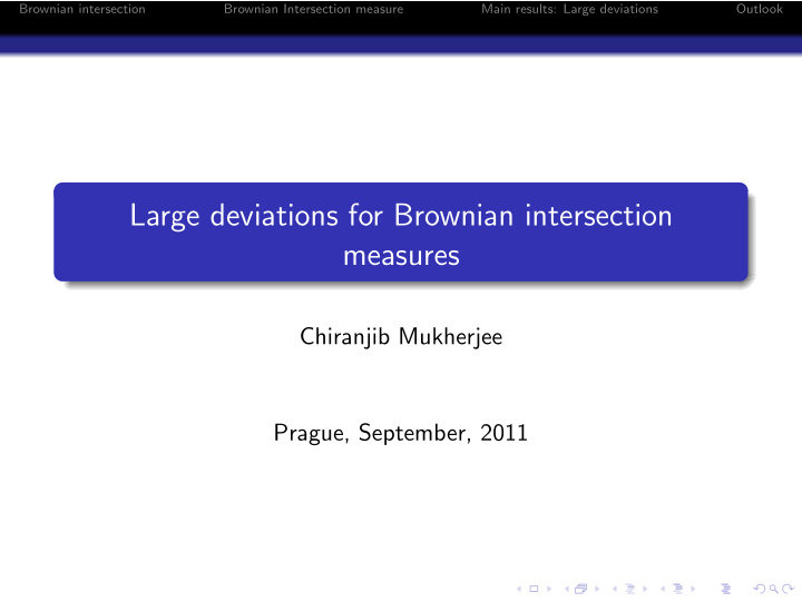 large deviations for brownian intersection measures