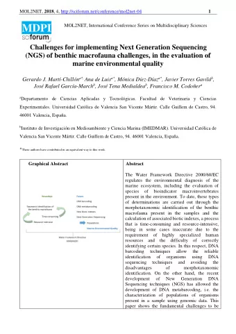 MOL2NET, 2018 , 4, http://sciforum.net/conference/mol2net-04  2  overcome in order to establish a