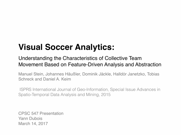 visual soccer analytics