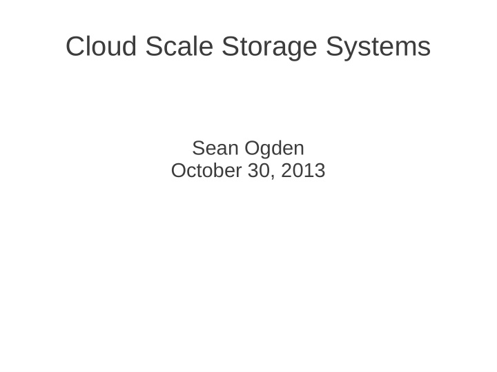 cloud scale storage systems