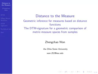 Distance to the Measure  Offset Recon-  struction  Geometric inference for measures based on