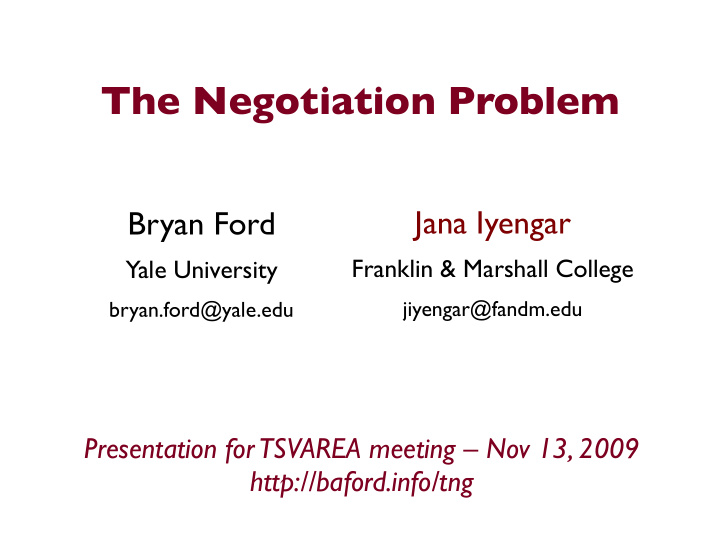 the negotiation problem