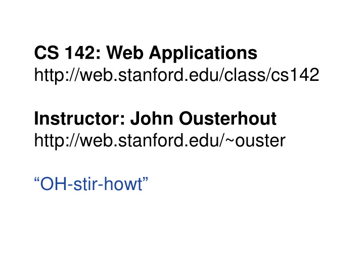 http web stanford edu ouster