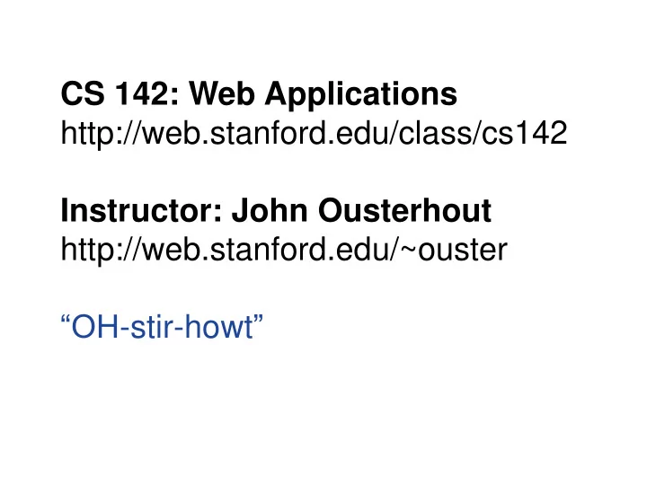 http web stanford edu ouster