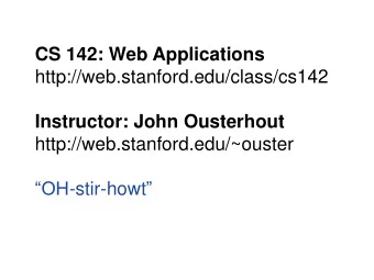 http://web.stanford.edu/~ouster OH -stir-howt   Introduction There are several good reasons