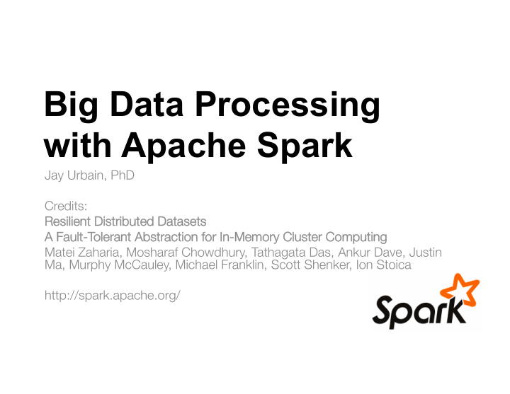big data processing with apache spark