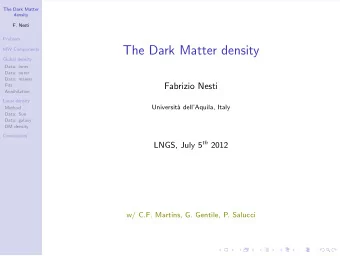 The Dark Matter density  MW Components  Global density  Data: inner  Data: outer  Data: masers