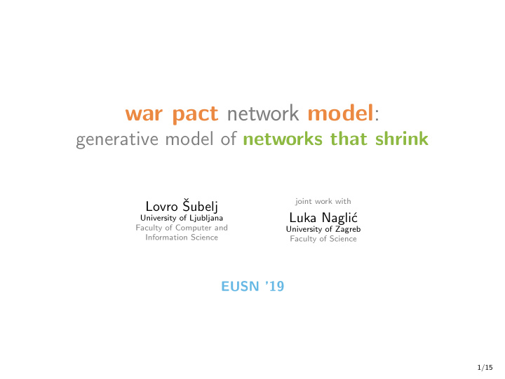 war pact network model