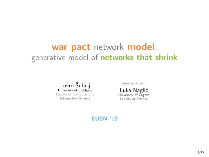 war pact network model