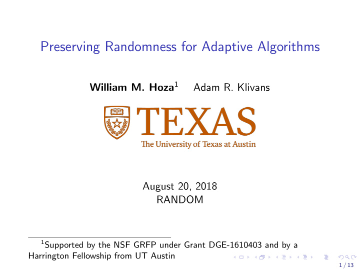 preserving randomness for adaptive algorithms