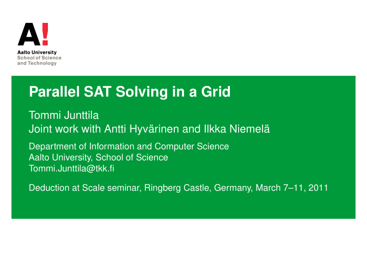 parallel sat solving in a grid