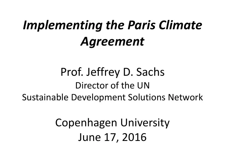 implementing the paris climate