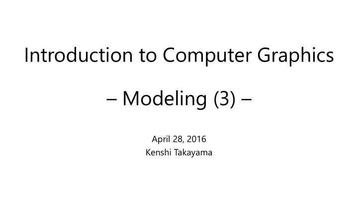 introduction to computer graphics modeling 3