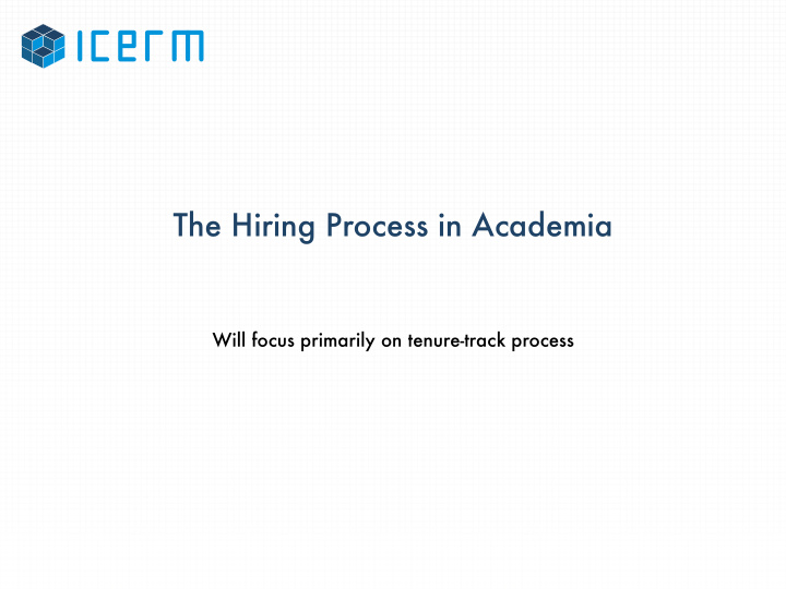the hiring process in academia