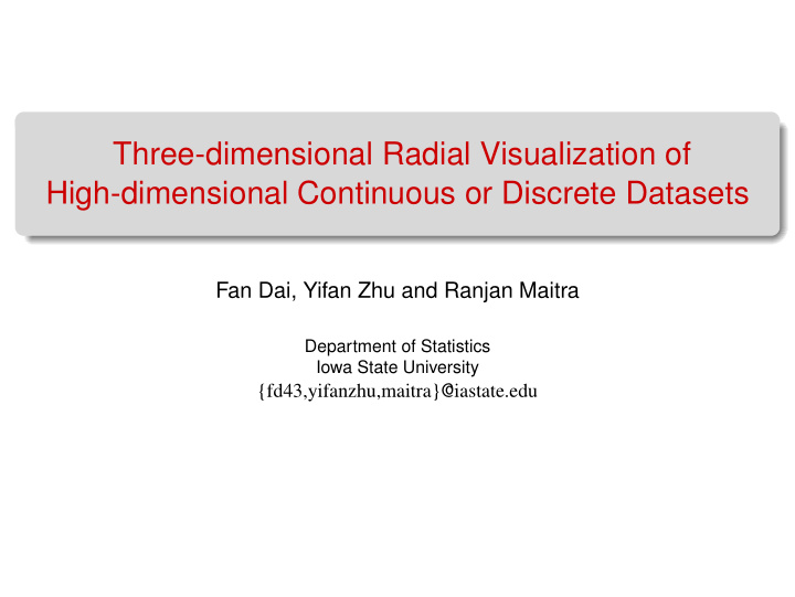 three dimensional radial visualization of high