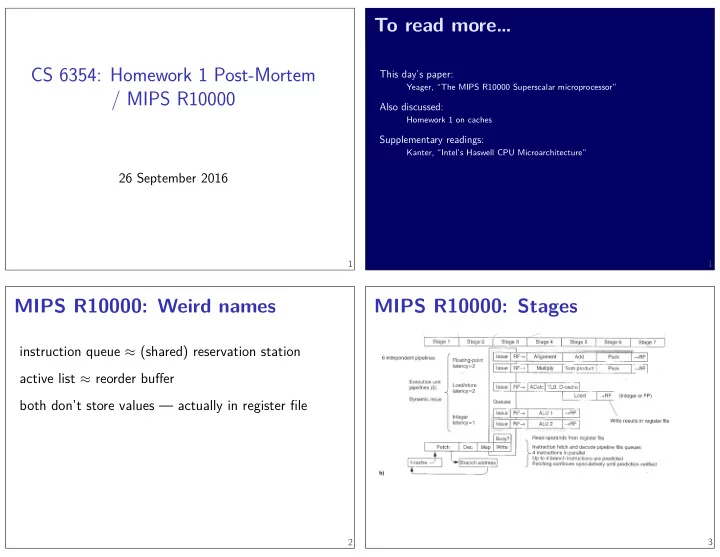cs 6354 homework 1 post mortem mips r10000 mips r10000