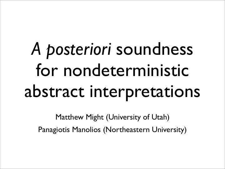 a posteriori soundness for nondeterministic abstract