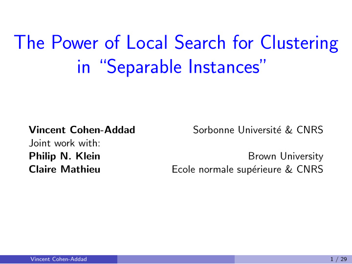 the power of local search for clustering in separable