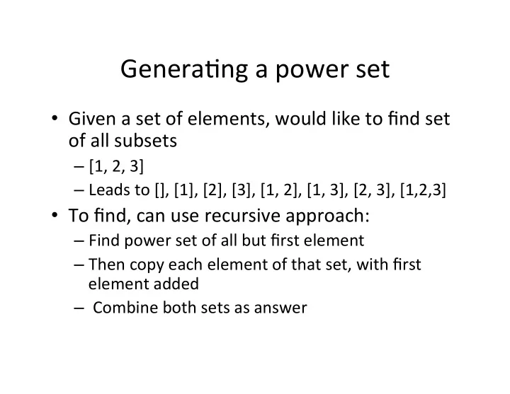 genera ng a power set