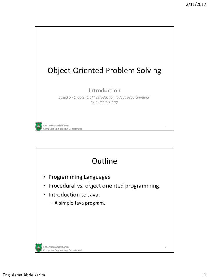 object oriented problem solving