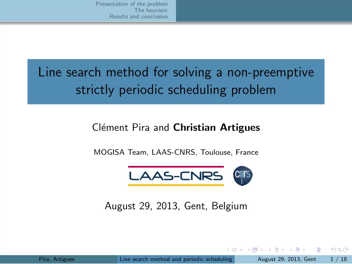 line search method for solving a non preemptive strictly