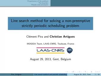 Line search method for solving a non-preemptive  strictly periodic scheduling problem  Cl ement