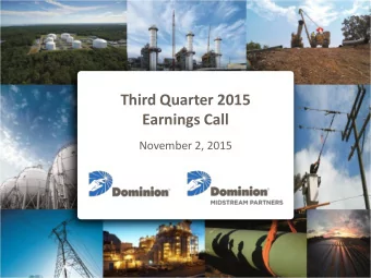 Third Quarter 2015  Earnings Call  November 2, 2015  Important Note to Investors  This presentation