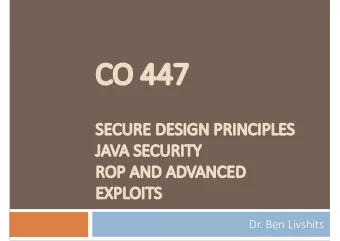 CO  CO 447  SECU  CURE DE  DESIGN PRINCI  CIPLES  JAVA SECU  CURITY  ROP AND  D ADVANCE  CED  D  EX