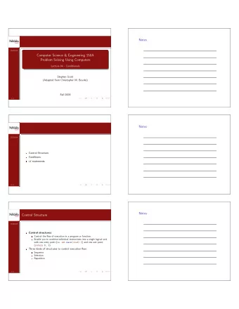 Computer Science &amp; Engineering 150A  Problem Solving Using Computers  Lecture 04 - Conditionals