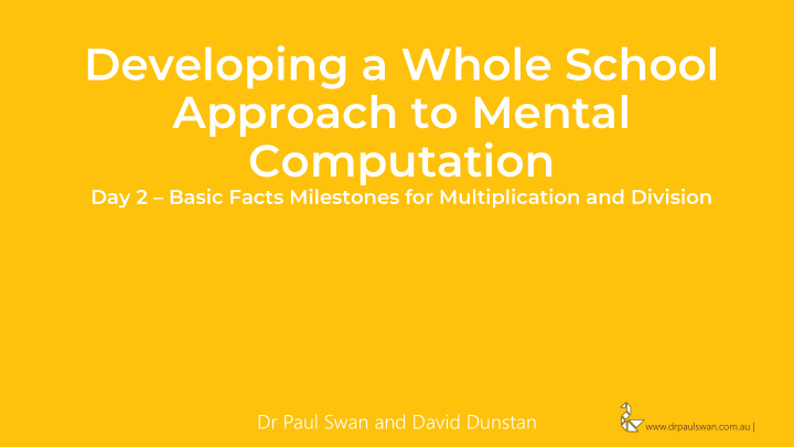 developing a whole school approach to mental computation