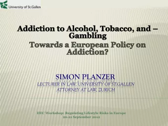 SIMON PLANZER  LECTURER IN LAW, UNIVERSITY OF ST.GALLEN  ATTORNEY AT LAW, ZURICH  HEC Workshop: