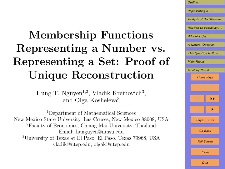 membership functions