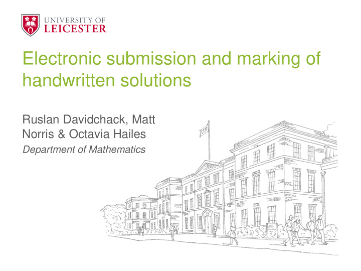 electronic submission and marking of handwritten solutions